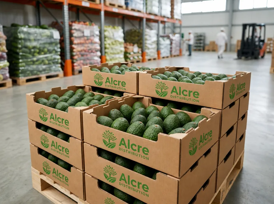 Avocados with the Alcre Distribution logo