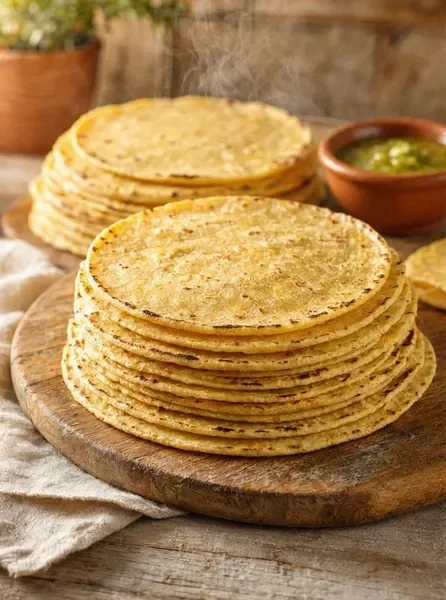 Freshly made corn tortillas
